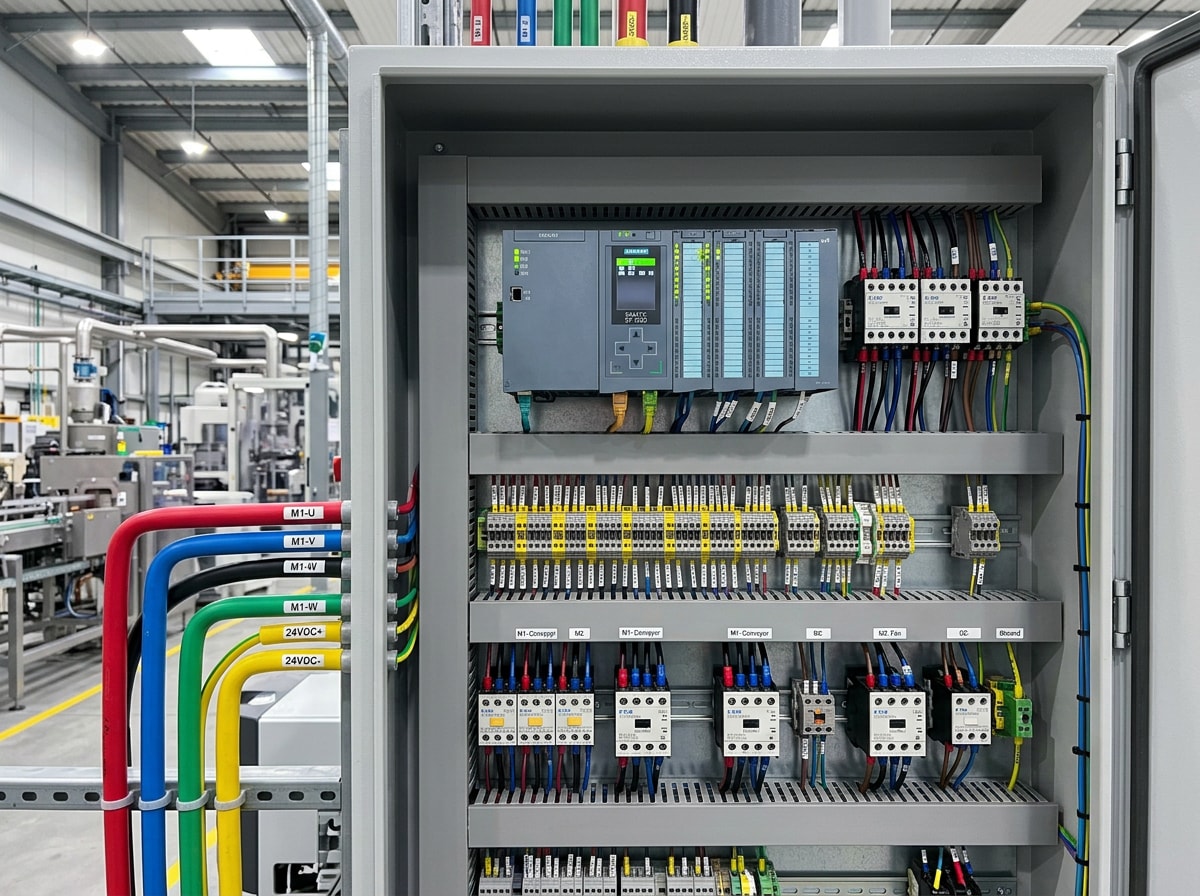 industrial control panel with PLC and motor control wiring installed in a Passaic County NJ facility