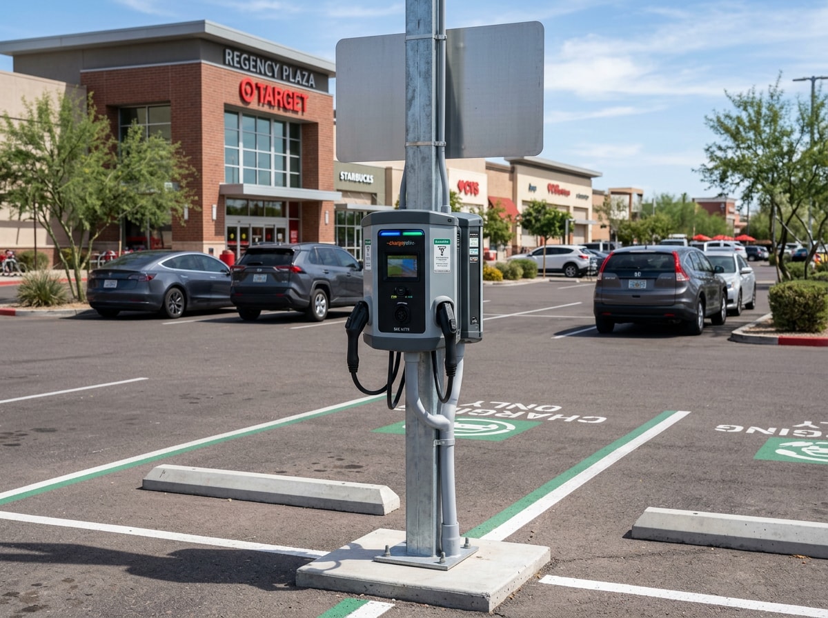 Commercial EV charging station installed outside a Union County, NJ business