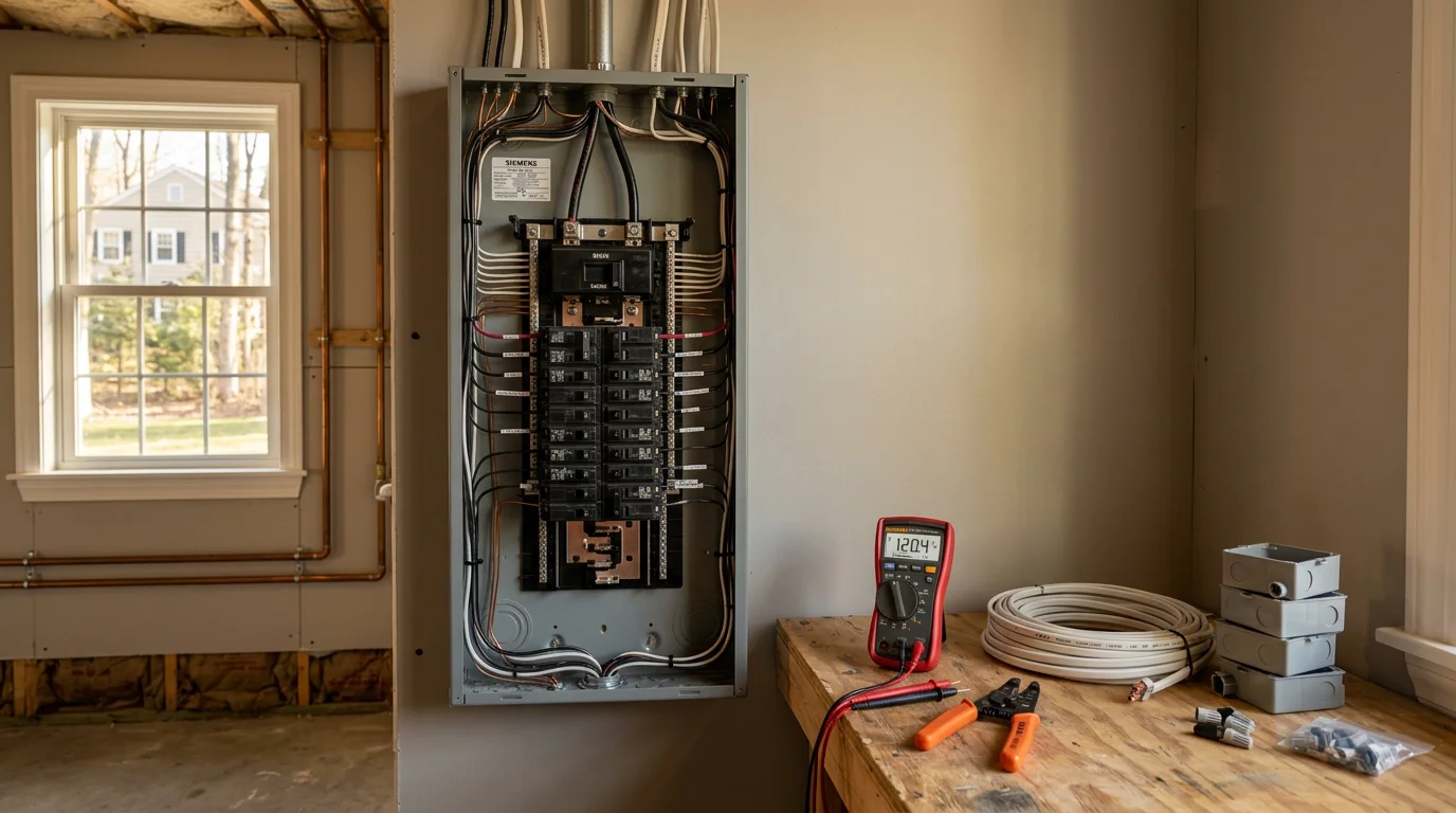 Electrician repairing an electrical outlet in a home